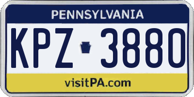 PA license plate KPZ3880
