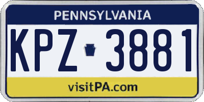 PA license plate KPZ3881