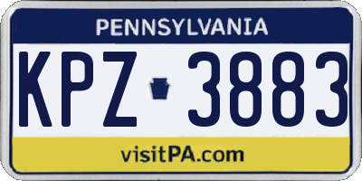 PA license plate KPZ3883