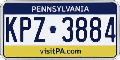 PA license plate KPZ3884