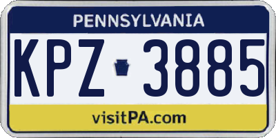 PA license plate KPZ3885