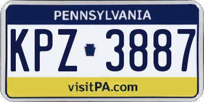 PA license plate KPZ3887