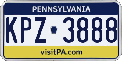 PA license plate KPZ3888