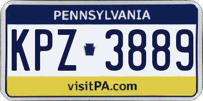 PA license plate KPZ3889