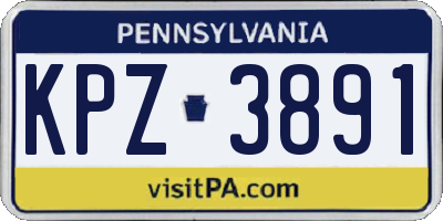PA license plate KPZ3891