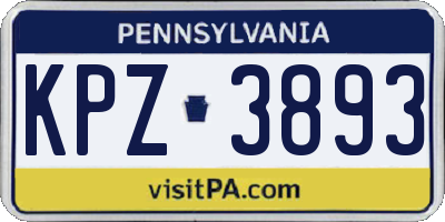 PA license plate KPZ3893