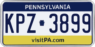 PA license plate KPZ3899