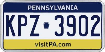 PA license plate KPZ3902