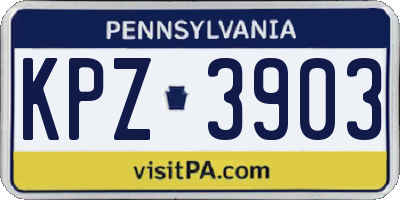 PA license plate KPZ3903