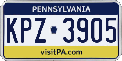 PA license plate KPZ3905