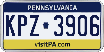 PA license plate KPZ3906