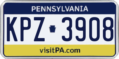 PA license plate KPZ3908