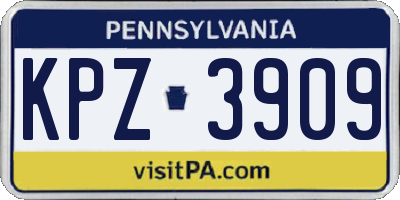 PA license plate KPZ3909