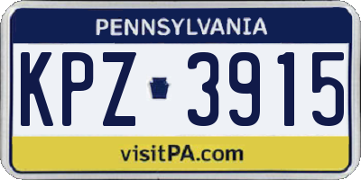 PA license plate KPZ3915
