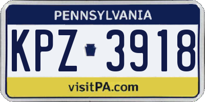 PA license plate KPZ3918