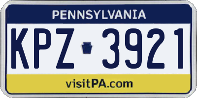 PA license plate KPZ3921