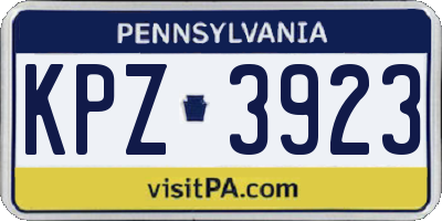 PA license plate KPZ3923
