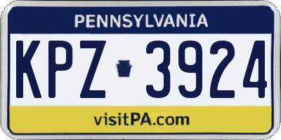 PA license plate KPZ3924