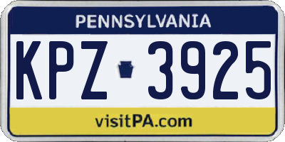 PA license plate KPZ3925