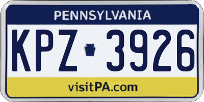 PA license plate KPZ3926