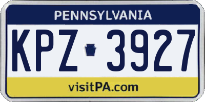 PA license plate KPZ3927