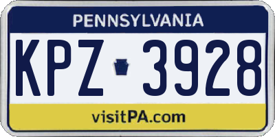PA license plate KPZ3928