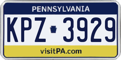 PA license plate KPZ3929