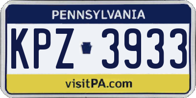 PA license plate KPZ3933