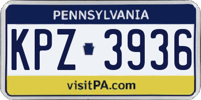 PA license plate KPZ3936