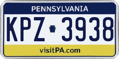 PA license plate KPZ3938