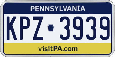 PA license plate KPZ3939