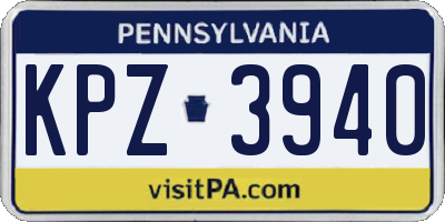 PA license plate KPZ3940