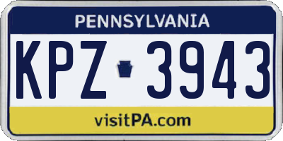 PA license plate KPZ3943