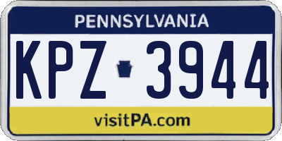 PA license plate KPZ3944