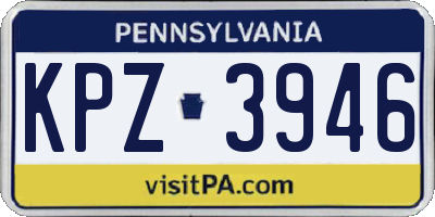 PA license plate KPZ3946