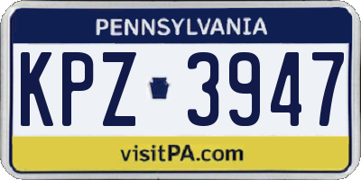 PA license plate KPZ3947