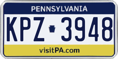 PA license plate KPZ3948