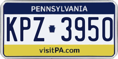 PA license plate KPZ3950