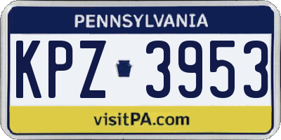 PA license plate KPZ3953