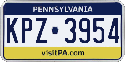 PA license plate KPZ3954