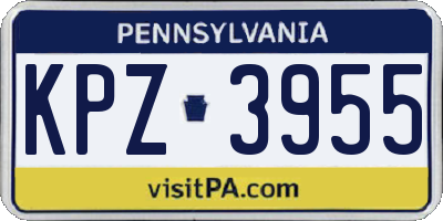 PA license plate KPZ3955