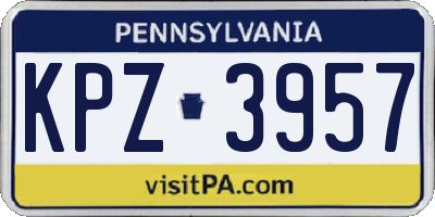 PA license plate KPZ3957