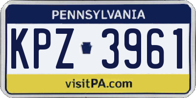 PA license plate KPZ3961