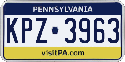 PA license plate KPZ3963
