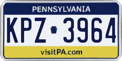 PA license plate KPZ3964