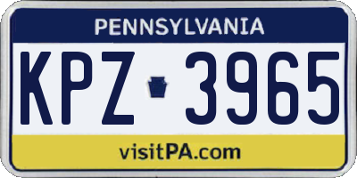 PA license plate KPZ3965