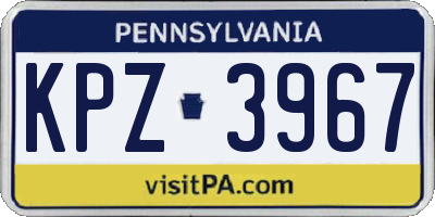 PA license plate KPZ3967