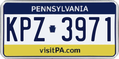 PA license plate KPZ3971
