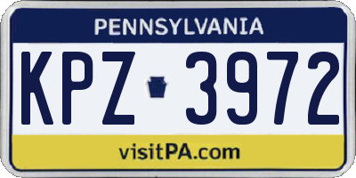 PA license plate KPZ3972
