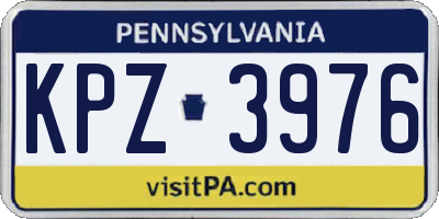 PA license plate KPZ3976